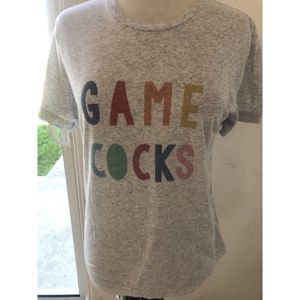 Bella+Canvas Men’s Size Medium Gray Short Sleeve T-Shirt “GAME COCKS”